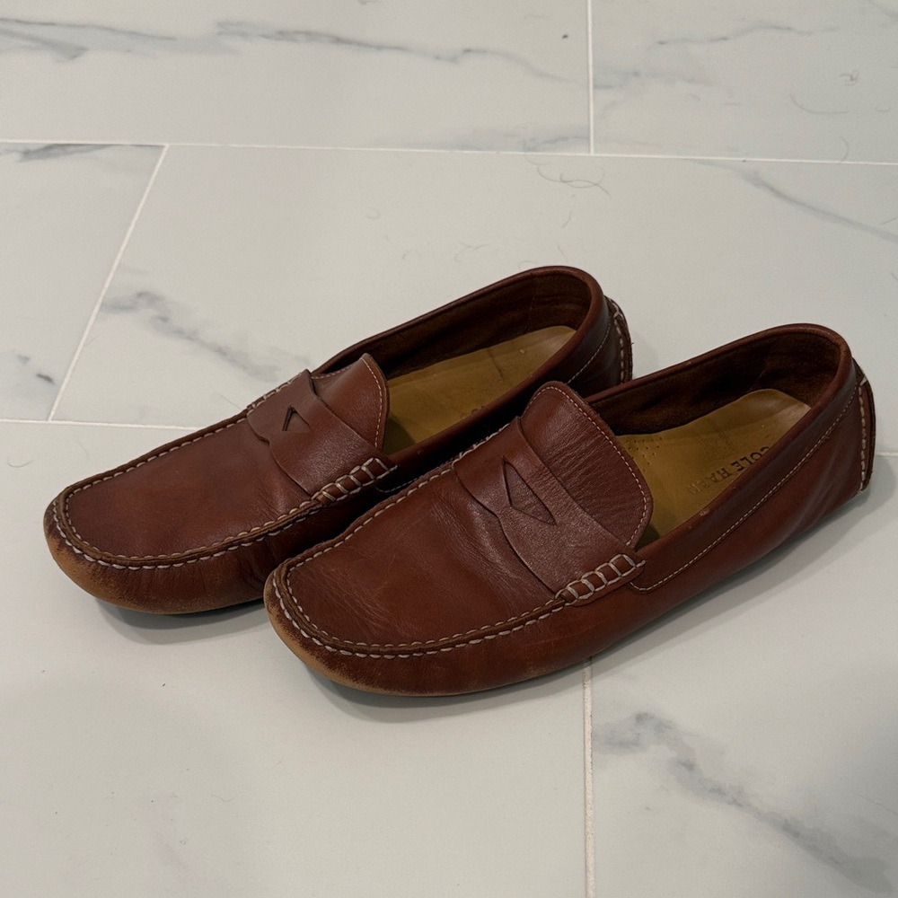 Cole Haan Men's Tan Leather Slip-On Loafers